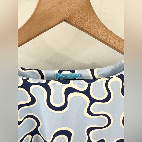 J. McLaughlin Catalina Cloth Blue Puzzle Piece Dress Size Medium - Picture 5 of 6